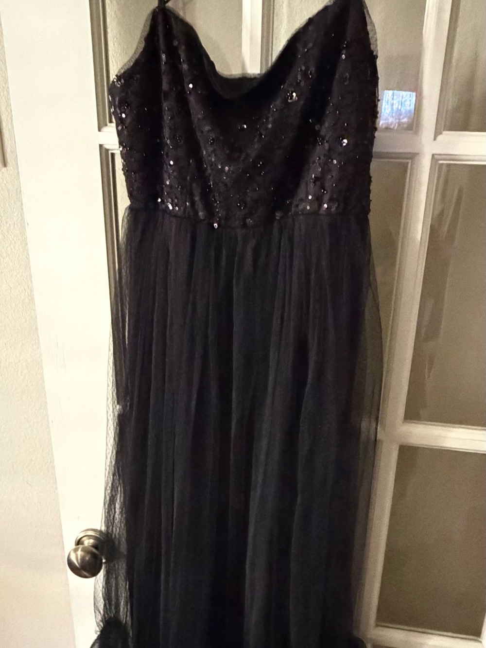 Elegant Strapless maternity Black Sequin Tulle Wedding Dress